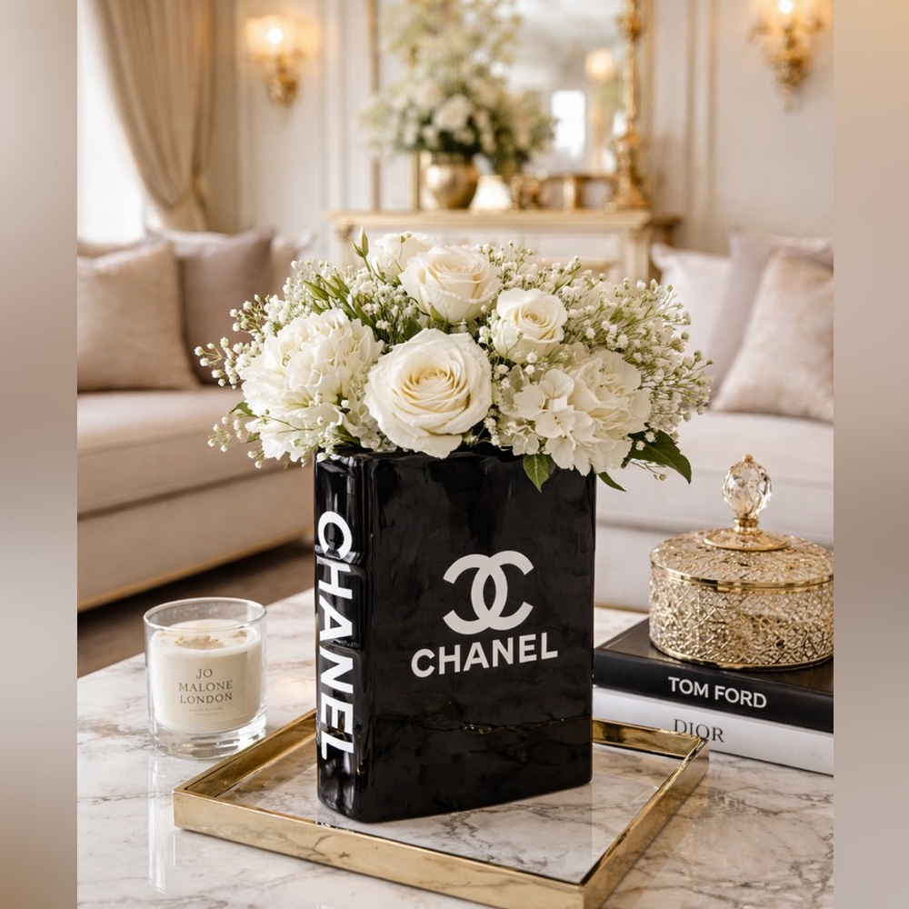 Chanel Black Vase - Elegant Home Accent